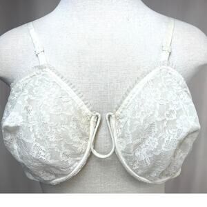 Vintage 50s SIMONE PERELE Ivory Monowire Lace Bra (34D) French Lingerie Coquette